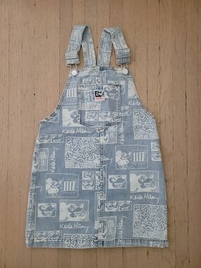 H&M Light Blue Denim Disney Keith Haring Overall Dress
